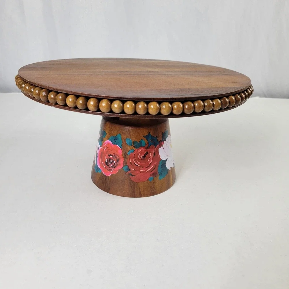 The‎ Pioneer Woman Wishful Winter Beaded Acacia Wood Cake Stand